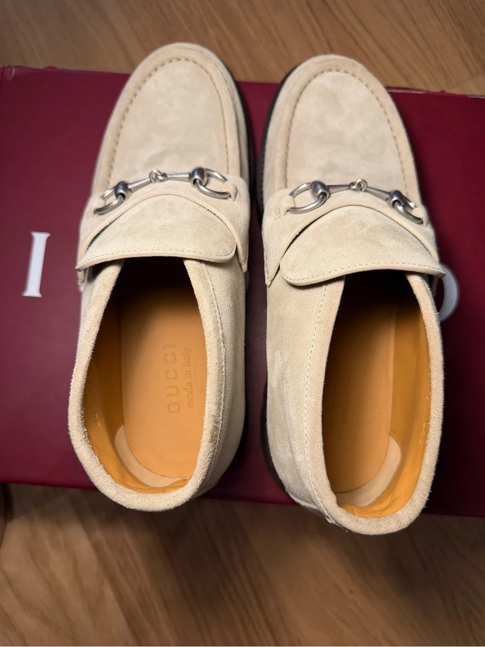 Men's Suede Sylke Bit Loafers in Light Beige
